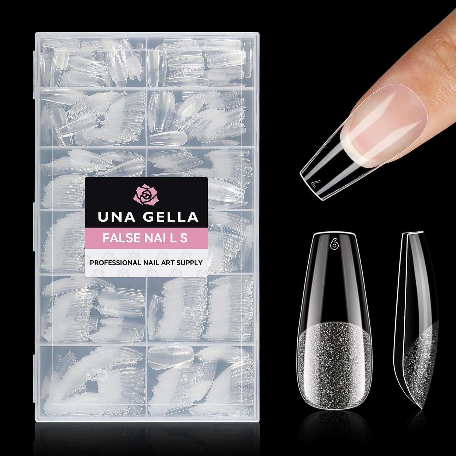 Punte per unghie in gel ballerina 216 pezzi 12 dimensioni Punte per unghie in gel morbido Copertura completa Set di estensioni per unghie Semi opaco Fai da te Home Art