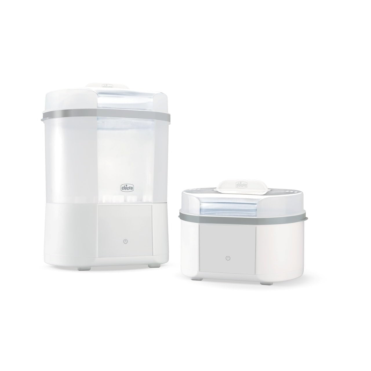 Sterilizzatore Modulare Chicco con Funzione Asciugatura, Sterilizzatore Biberon, Anello Dentizione e Ciuccio con Auto-Stop, Adatto al Microonde, Adatto per sterilizzare fino a 6 biberon da 330ml