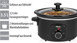 Pentola a cottura lenta Tristar VS-3915, pentola in ceramica e acciaio inox con 2 impostazioni di calore e funzione di mantenimento in caldo, Pentola a cottura lenta da 3,5 L Naty Shop