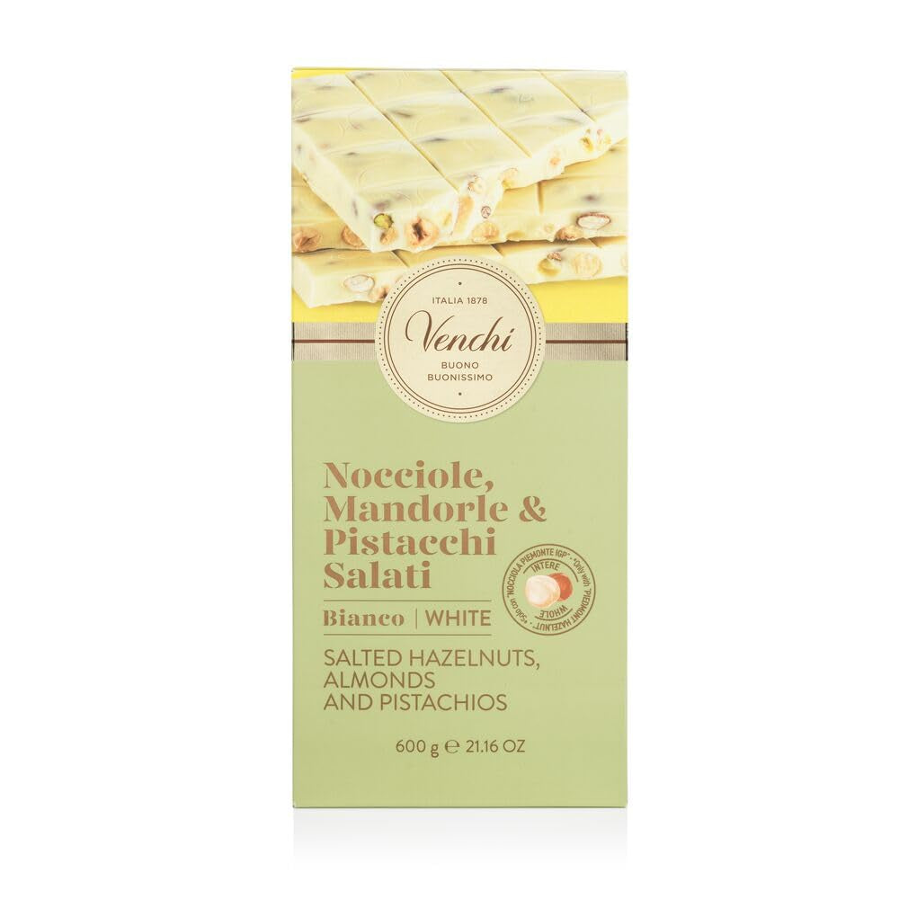 Venchi - Maxi Tavoletta Cioccolato Bianco, Salato, 600g, Senza Glutine, Senza Coloranti e Senza Conservanti
