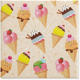 PAW - Tovaglioli 3 Veli (33 X 33 Cm) I 20 Pezzi I Perfetti per Feste, Compleanni, Festività I Decorazioni da Tavola per Feste per Bambini - Tovaglioli di Carta con Motivi Colorati - Gelato I Gelato