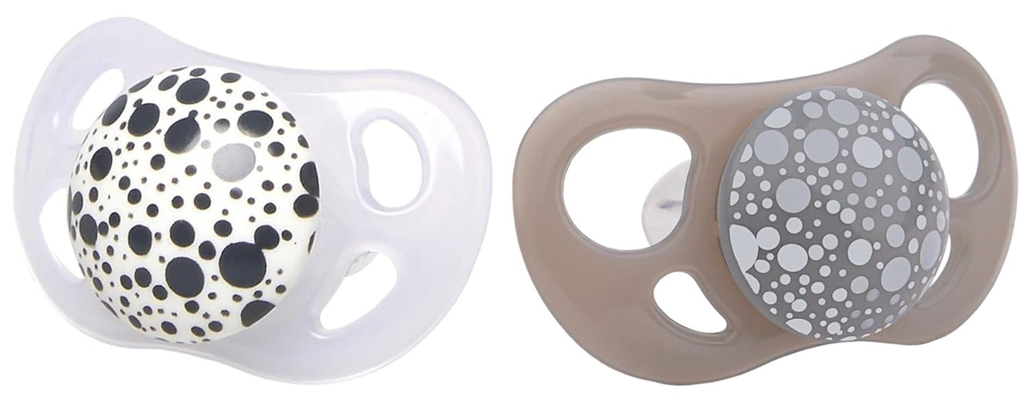 Ciucci per bambini Twistshake – Confezione da 2 | Forma ortodontica | Ultraleggero | Tettarella in morbido silicone | Senza BPA | Adatto a bambini dai 6 mesi | Grigio-bianco