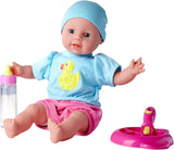 Simba 105010964 - Laura Hungry bambola dal corpo morbido con manichino, cucchiaio magico, bottiglia con contenuto a scomparsa e piattino, 38 cm, bambola da 2 anni Naty Shop Dolls