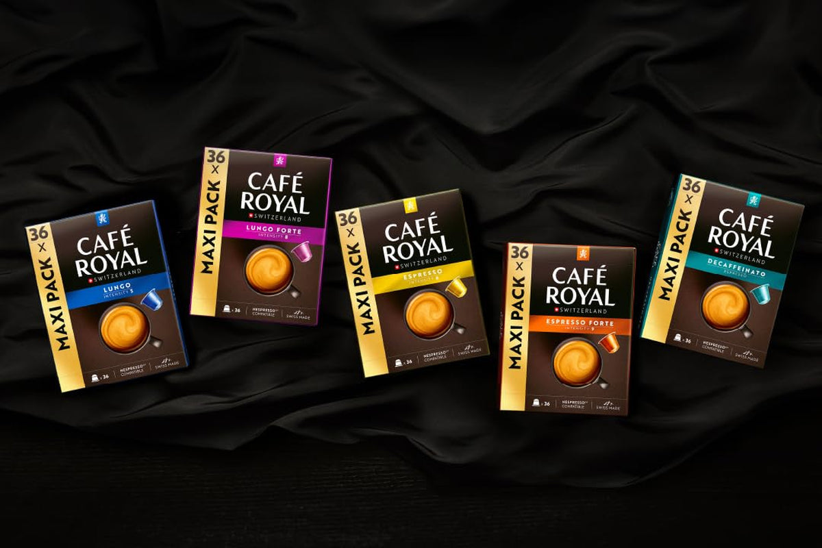 Café Royal Ristretto – Capsule di caffè compatibili Nespresso®, 100% Arabica, intenso, tostatura scura, intensità 11/12, Rainforest Alliance, 36 capsule
