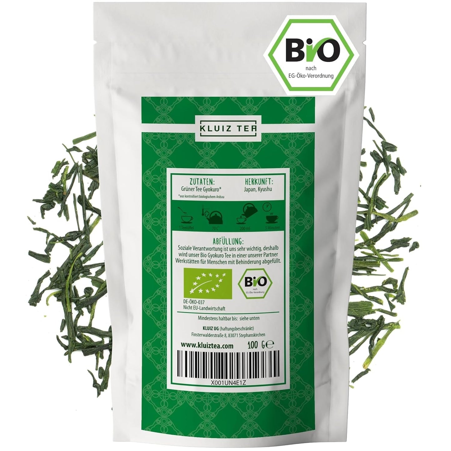 KLUIZ Gyokuro Tokiwa biologico - Primo raccolto a mano - Tè verde giapponese I 100 grammi I Tè verde biologico