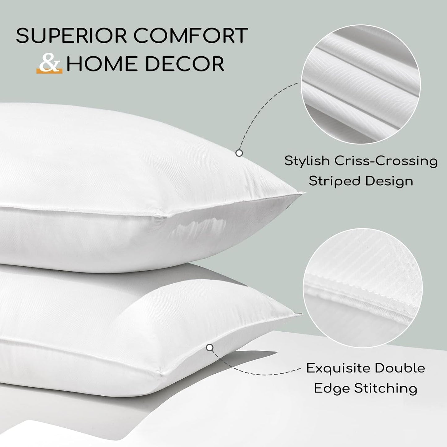 HARBOREST Cuscino per Letto per Dormire, 2 Pezzi, Peluche di Lusso, Cuscino Alternativo, Buono per chi dorme sul fianco e sulla Schiena, Collezione Hotel, Cuscino, Formato Standard/Queen, 50,8 X 66 cm Naty Shop Cuscini Standard