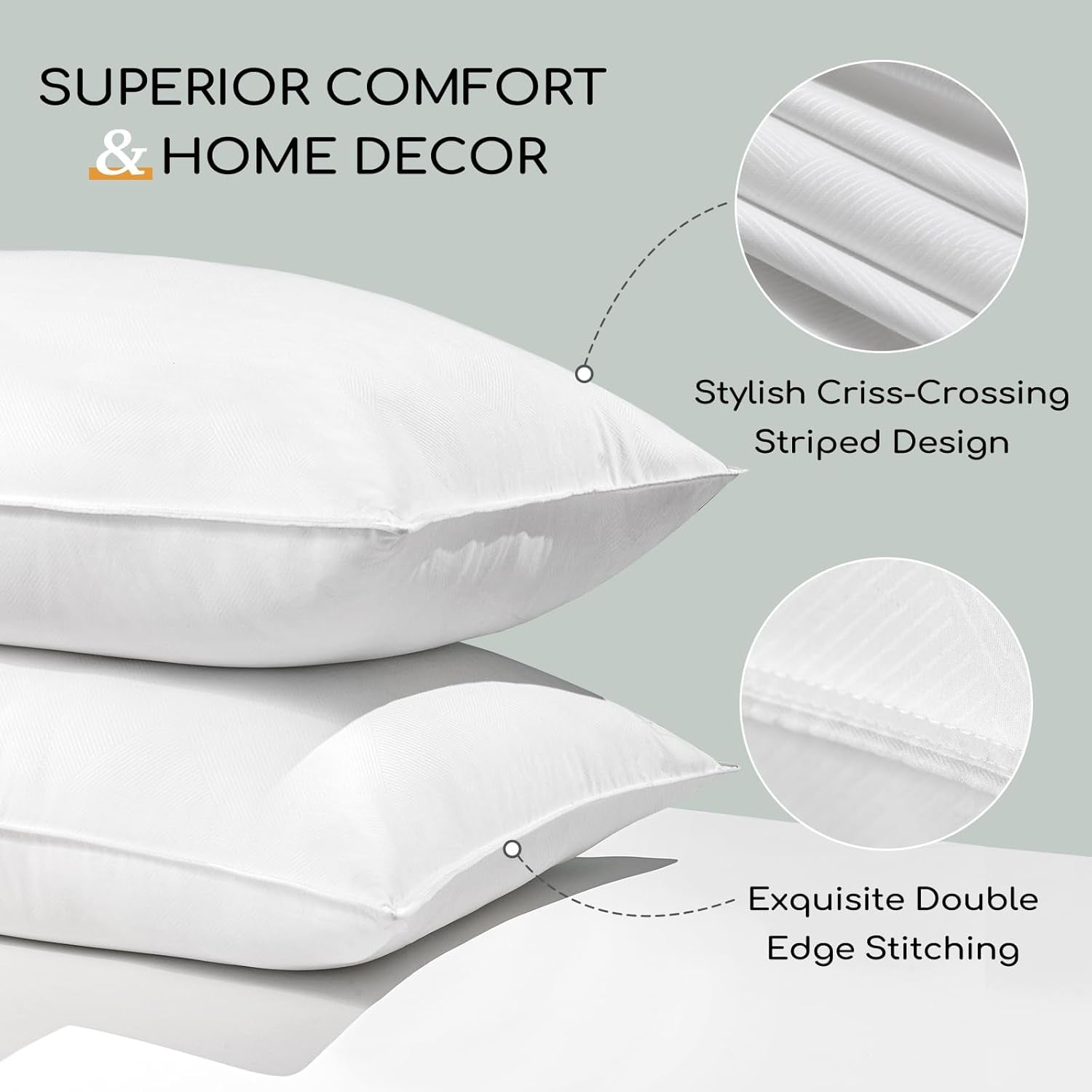 HARBOREST Cuscino per Letto per Dormire, 2 Pezzi, Peluche di Lusso, Cuscino Alternativo, Buono per chi dorme sul fianco e sulla Schiena, Collezione Hotel, Cuscino, Formato Standard/Queen, 50,8 X 66 cm Naty Shop Cuscini Standard