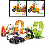 LEGO City Stuntz Spettacolo acrobatico, set a doppio looping, 60339, incl. rampa, monster truck, motocicletta 2X e 7 minifigure, giocattolo per bambini dai 7 anni in su Set da costruzione Besuche den LEGO-Store