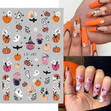 Nagelsticker Halloween, 8 Blätter Halloween Nagelsticker, Kürbis Nail Sticker, Nail Art, Nagel Charms, Nagel Zubehör, Nageldesign, Natale (tipo A)
