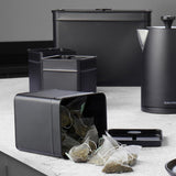 Salter BW12614EU7 Set contenitori Kuro - 4 contenitori da cucina Scatole organizer quadrate per pane/tè/caffè/zucchero, facili da pulire, per conservare gli alimenti freschi Scatole nere per alimenti Naty Shop