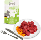 MjAMjAM - Cibo umido premium per gatti - Confezione mista I - Pollo, manzo, cuori Confezione da 12 (12 x 125 g), senza cereali con carne extra