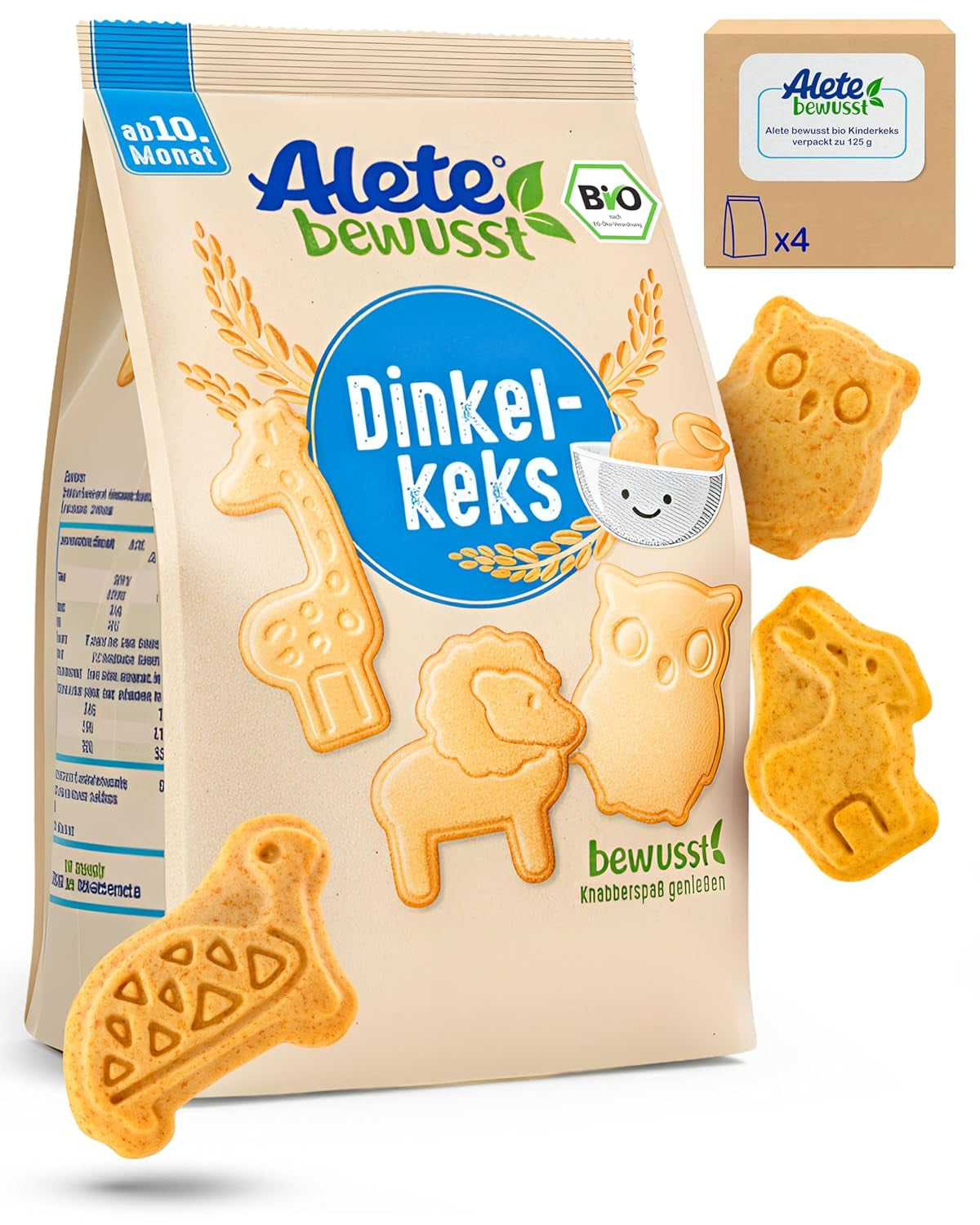 Biscotti Croccanti Biologici con Alac Alete (4 x 125g) - Biscotti Croccanti Alac per neonati, senza olio di palma, dai 10 mesi