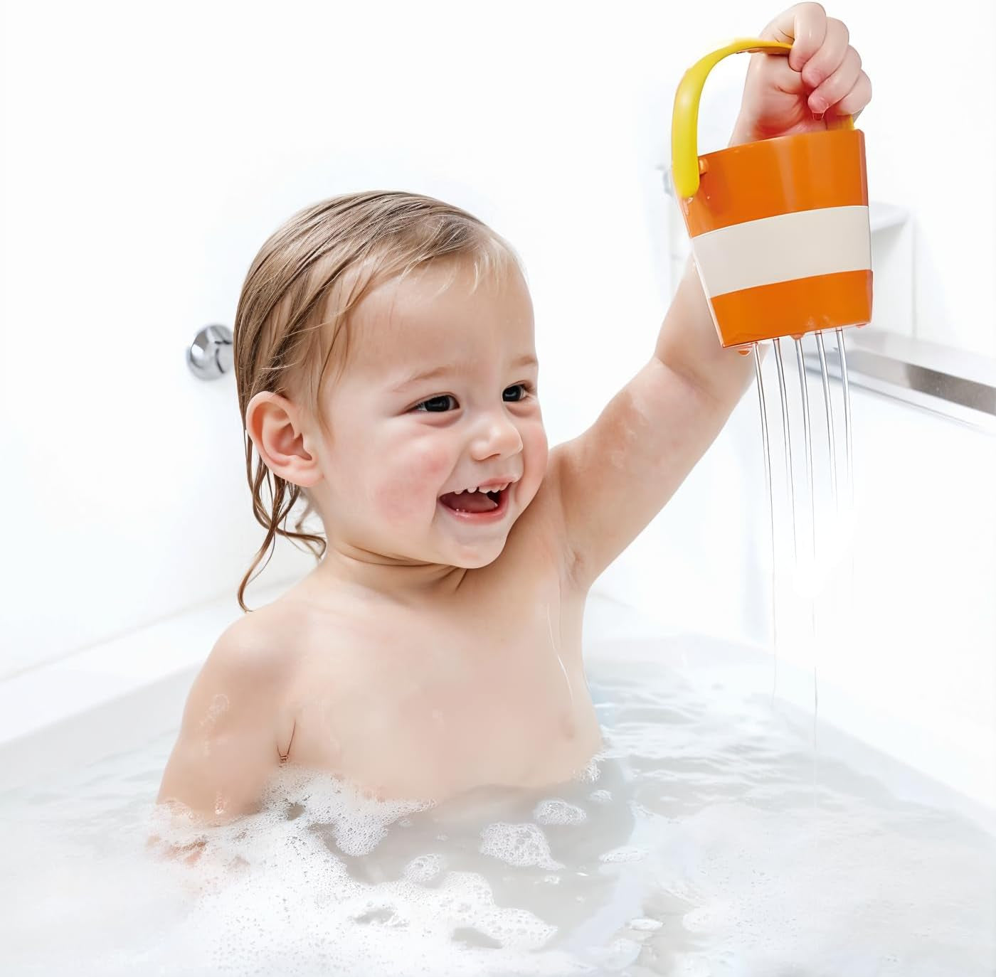 Set secchielli colorati Hape | Giocattolo da bagno con ruota idraulica in tre pezzi per bambini piccoli, multicolore Jucarii Bebe Naty Shop