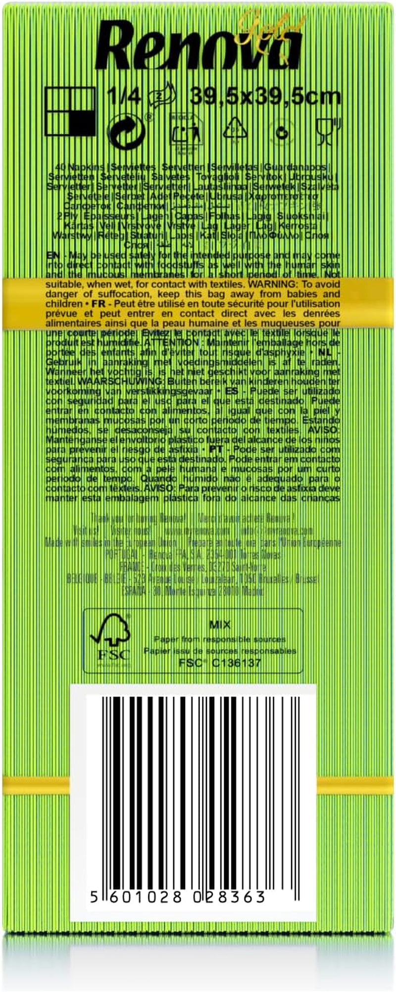 Tovaglioli di carta Renova, oro, verde, 40 pezzi