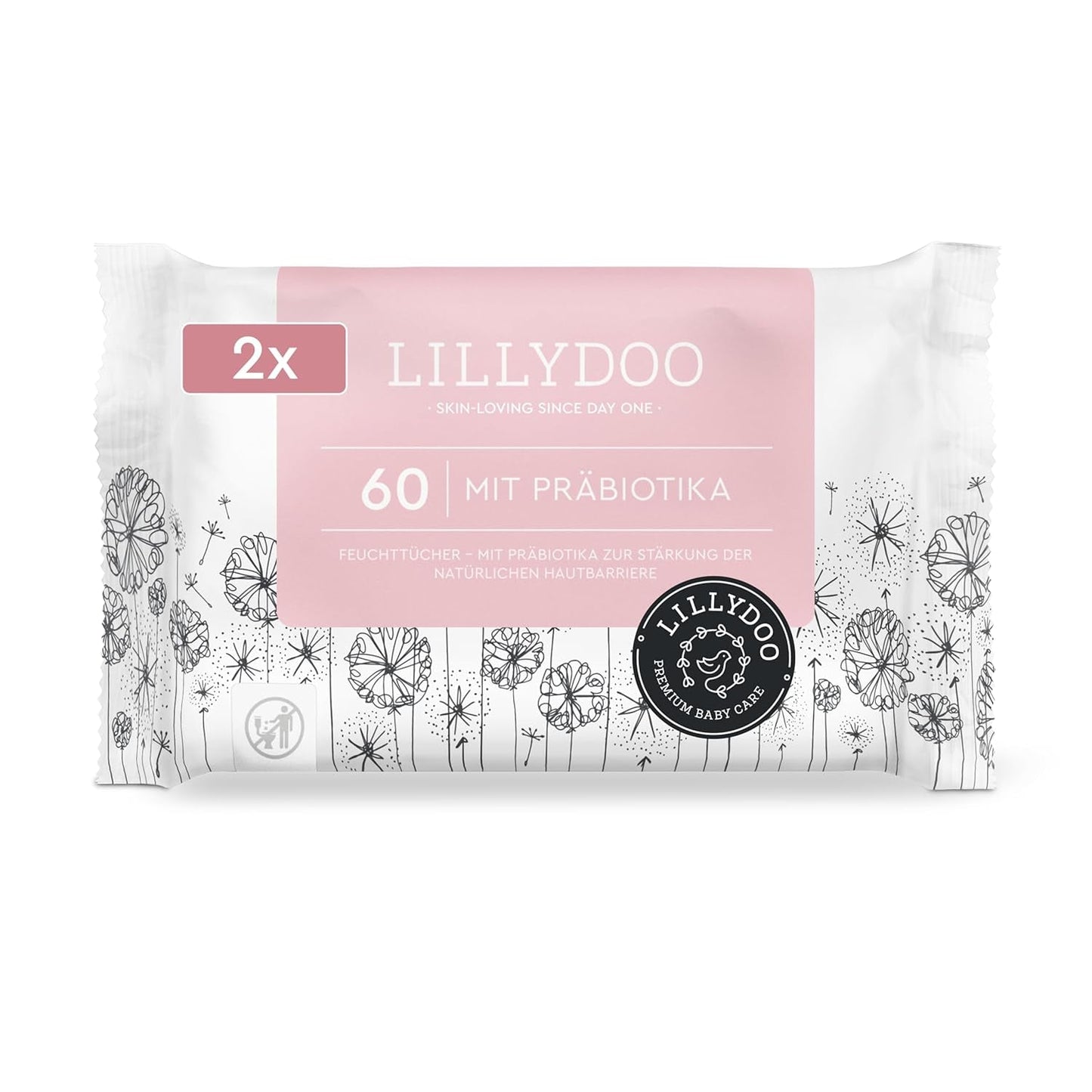LILLYDOO Salviette umidificate Green, 600 salviette (10 x 60), salviette resistenti allo strappo 100% senza plastica - Senza profumo, delicate e naturali, detergenti delicati per pelli sensibili, dermatologicamente testate