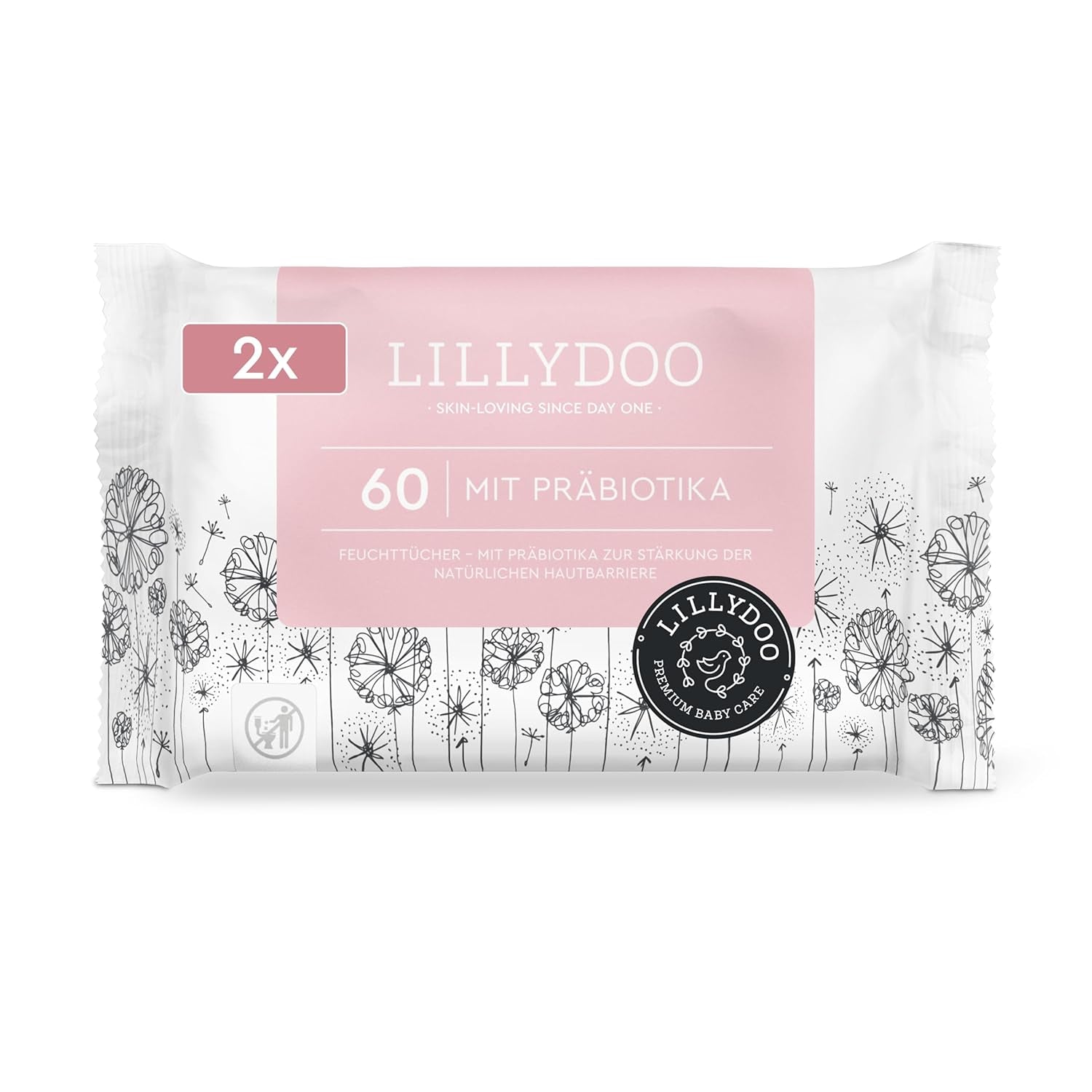LILLYDOO Salviette umidificate Green, 600 salviette (10 x 60), salviette resistenti allo strappo 100% senza plastica - Senza profumo, delicate e naturali, detergenti delicati per pelli sensibili, dermatologicamente testate