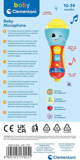 Clementoni - Microfono Baby, Gioco di Musica Elettronica per la Prima Infanzia, Giocattolo 10-36 Mesi, Centro Attività con Luci e Suoni, 17931 Baby Toys Naty Shop