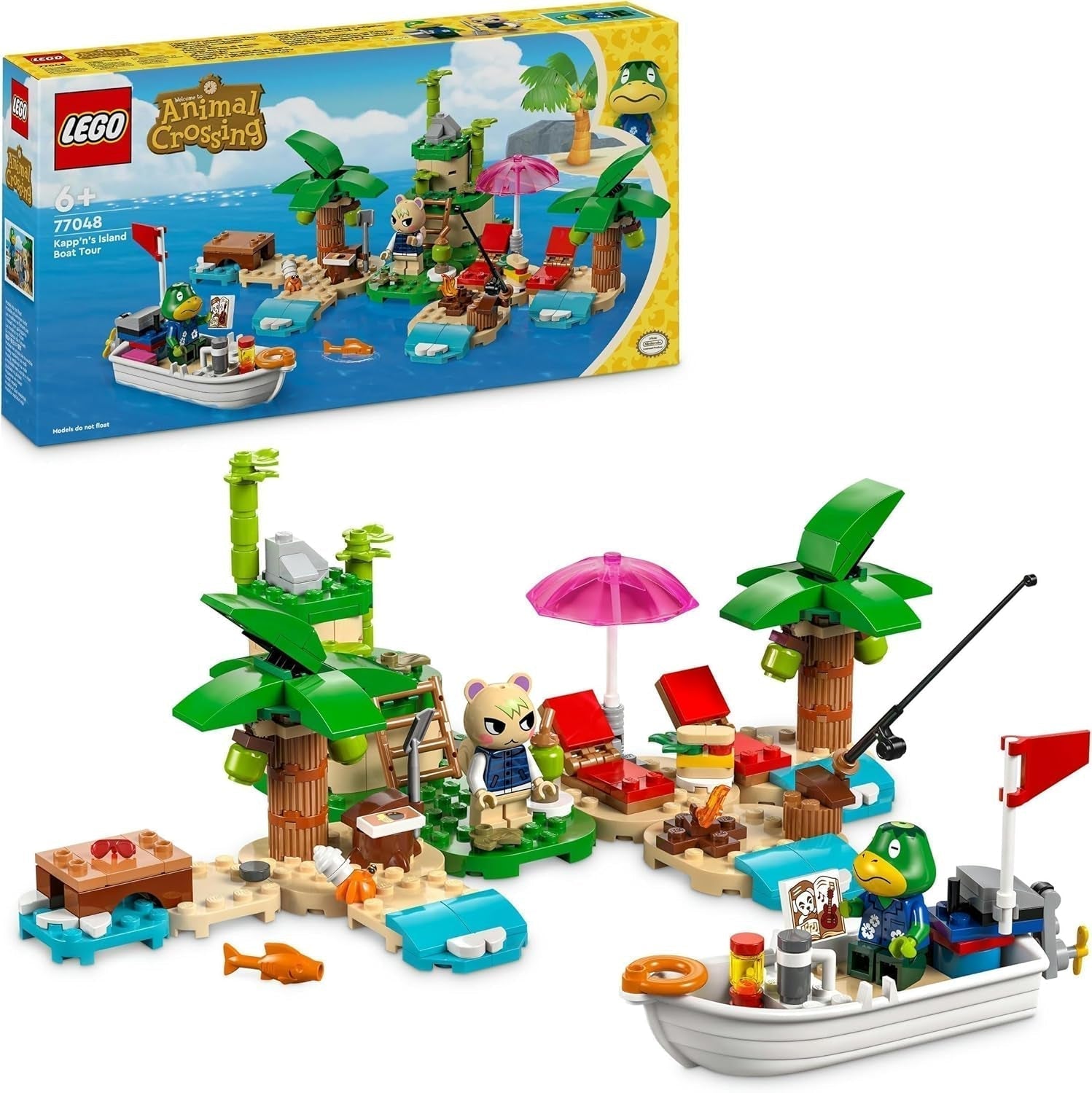 LEGO Animal Crossing Käptens Island Boat Tour, giocattolo creativo per bambini con 2 minifigure della serie di videogiochi incluso Huschke, regalo per ragazze e ragazzi a partire da 6 anni 77048 Set da costruzione Besuche den LEGO-Store Single