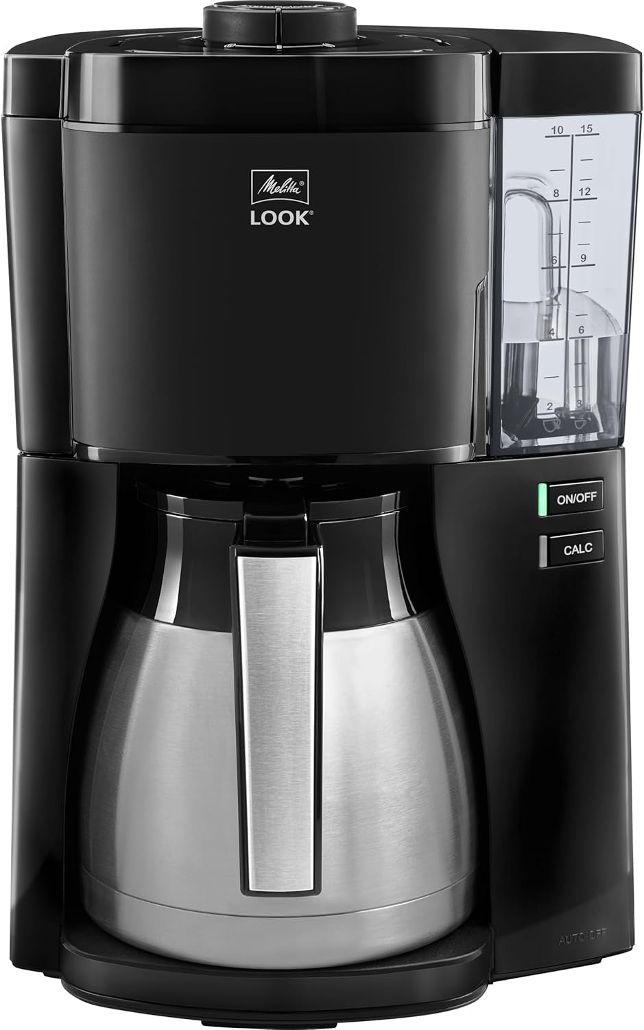 Melitta Look Therm - Macchina per caffè espresso con filtro, caraffa termica e serbatoio dell'acqua rimovibile, per un massimo di 10 tazze di caffè, nera