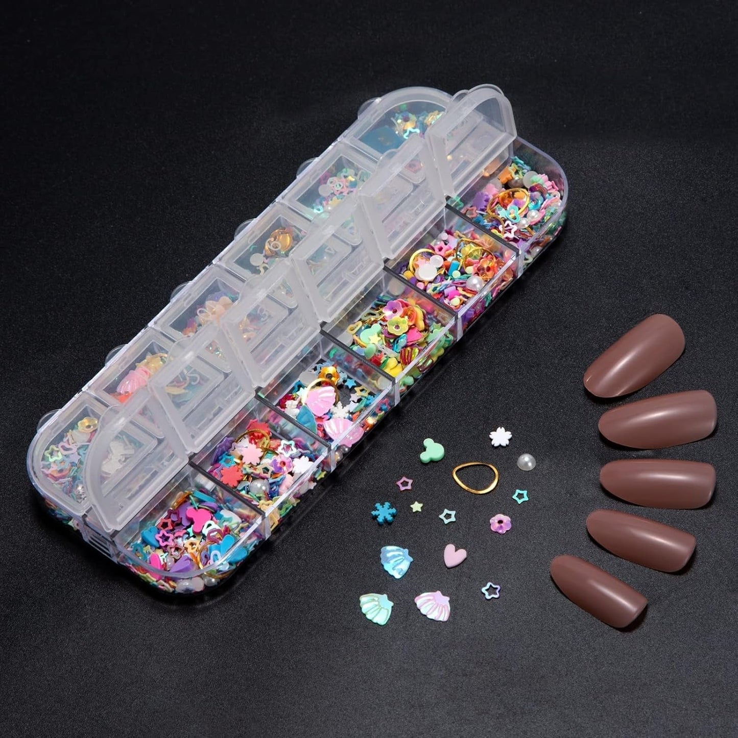 7 Boxen Strasssteine ​​​​Nägel, Kit Nail Art Strass Nagelglitzer Paillettes Nagel-Edelsteinen Kristalle Perlen Diamanten Metall Nieten Für DIY Dekoration Nageldesign (Multicolor)