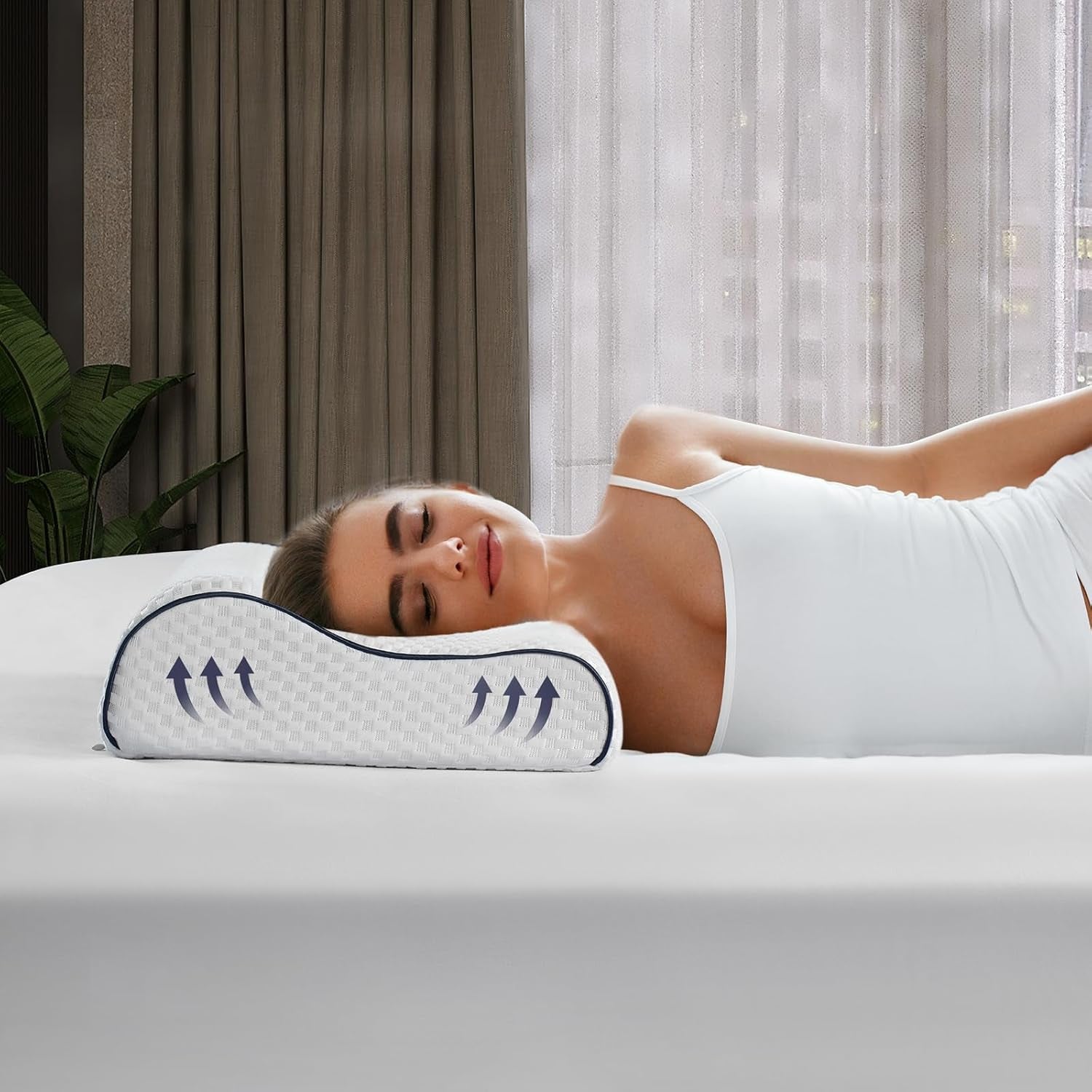 Z-Hom tessuto di sostegno del ginocchio, tessuto di schiuma con memoria, tessuto per il sonno laterale, tessuto ergonomico, tessuto anti-sforamento, tessuto ortopedico per il sonno, tessuto rimovibile (49 X 30 X 7/10 Cm) Perno ortopedico cervicale Naty Shop