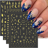 8 fogli Luna e stelle dorate Adesivi per nail art Ali d'angelo Adesivi per unghie color oro marrone chiaro Stelle Foil per unghie Adesivi autoadesivi per unghie Accessori per il design delle unghie Adesivi per unghie