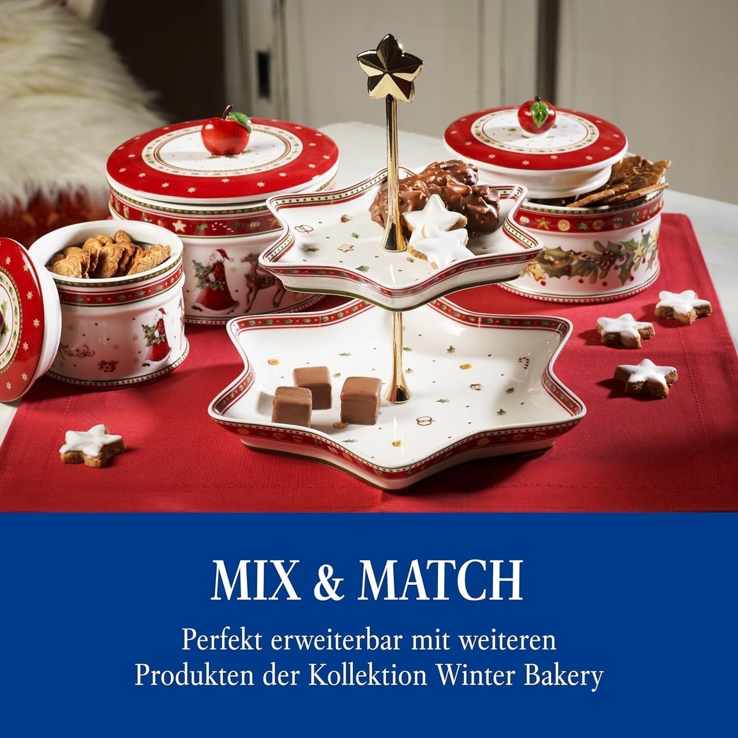 Villeroy & Boch - Winter Bakery Delight Piccola Scatola Portaoggetti, Scatola per Biscotti di Natale in Ceramica, Scatola di Natale, Scatola per Biscotti, Scatola per Biscotti, Scatola in Ceramica con Coperchio, Porta Dolci, Scatole per Alimenti in Porcellana Premium Naty Shop