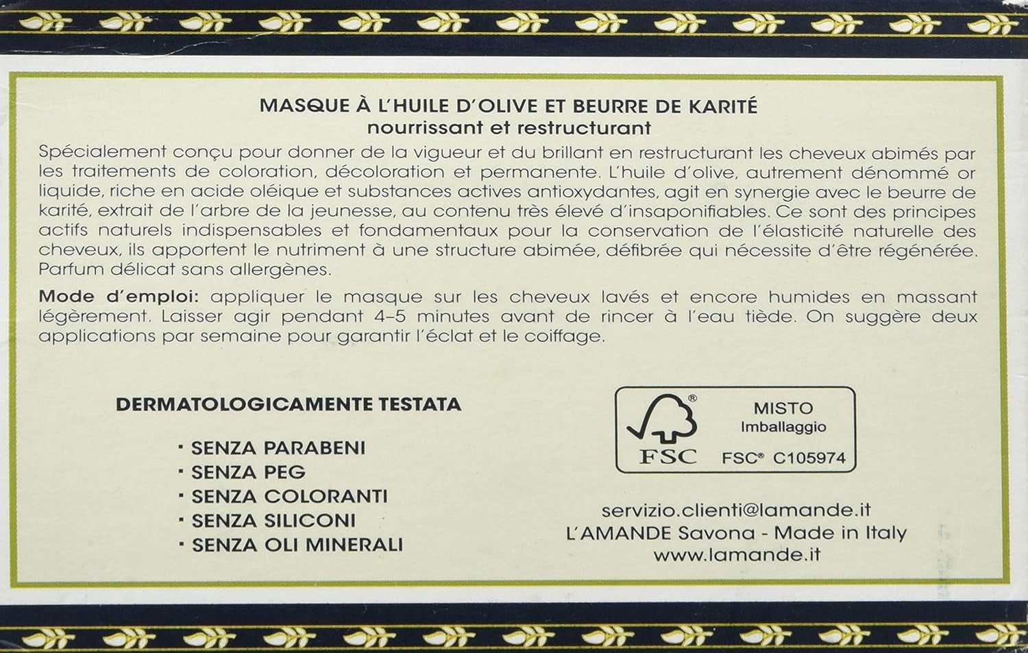 Maschera viso all'olio di oliva - 300 ml Maschera per capelli Naty Shop
