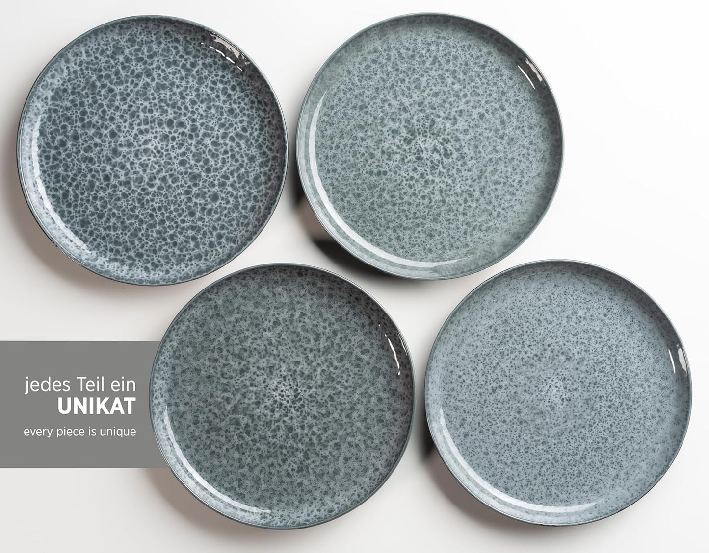 MÄSER 934110 Serie Filippa, Servizio da tavola in ceramica per 4 persone, Servizio da tavola moderno combinato con 16 pezzi; Piatti, ciotole e tazze con smalto reattivo in verde e nero, Gres, Verde