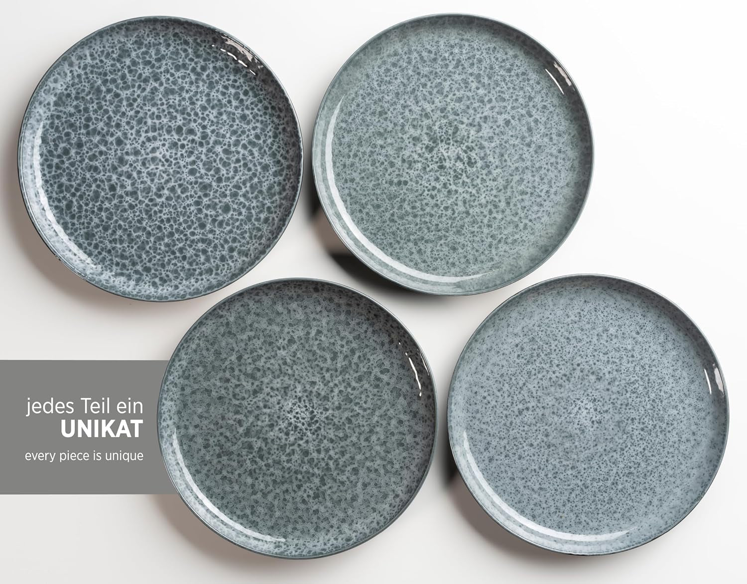 MÄSER 934110 Serie Filippa, Servizio da tavola in ceramica per 4 persone, Servizio da tavola moderno combinato con 16 pezzi; Piatti, ciotole e tazze con smalto reattivo in verde e nero, Gres, Verde
