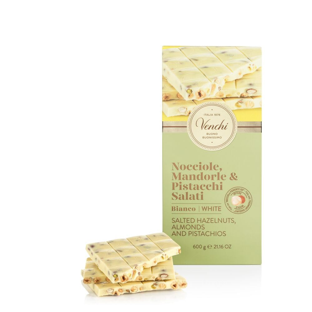 Venchi - Maxi Tavoletta Cioccolato Bianco, Salato, 600g, Senza Glutine, Senza Coloranti e Senza Conservanti
