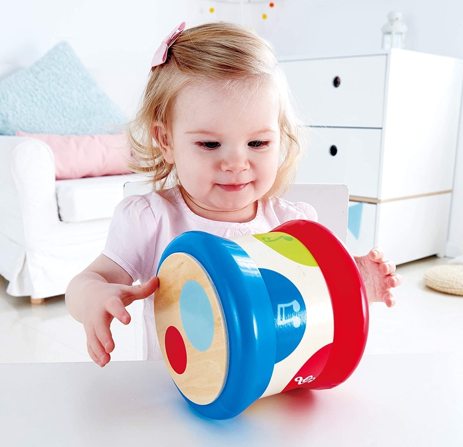 Tamburo per bambini Hape | Giocattolo musicale rotolante per i più piccoli per imparare il ritmo e i diversi suoni, funzionamento a batteria, a partire da 6 mesi Baby Toys Naty Shop