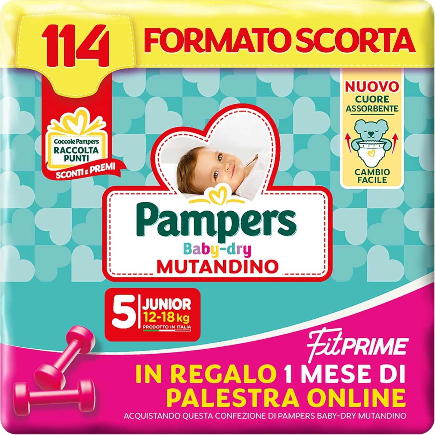 Pannolini Pampers Baby Dry Pants e Fit Prime Maxi, taglia 138, taglia 4 (8-15 kg), 1 mese gratis online in palestra