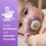 Philips AVENT Ciuccio Ultra Start Night, Ciuccio ortodontico per neonati, Si illumina al buio, Senza BPA, con contenitore per sterilizzazione, Confezione doppia, Luna, Stella, SCF075/07