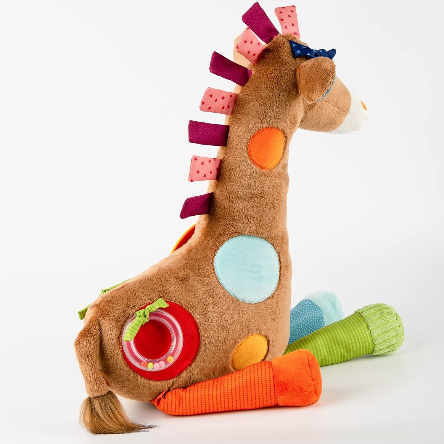 SIGIKID 42863 Giraffa XXL Giocattolo per bebè, Giocattolo educativo PlayQ, Peluche con anello da dentizione, Sonaglio, Specchio, Cigolio, per neonati e bambini a partire da 3 mesi, Multicolore/Giraffa 72 cm Giocattoli Bebe Naty Shop