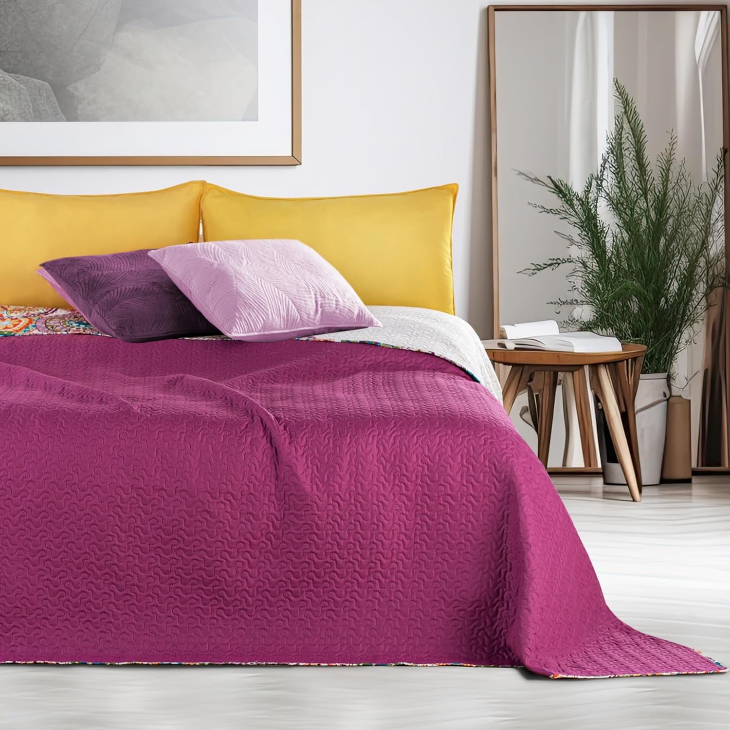 Decoking 12222 Copriletto 200X220 Cm Rosa Viola Bianco Colorato Antracite Copriletto Due Lati Colorato Rosa Bianco Viola Trapuntatura Bibi Letti e Coperte Besuche den DecoKing-Store