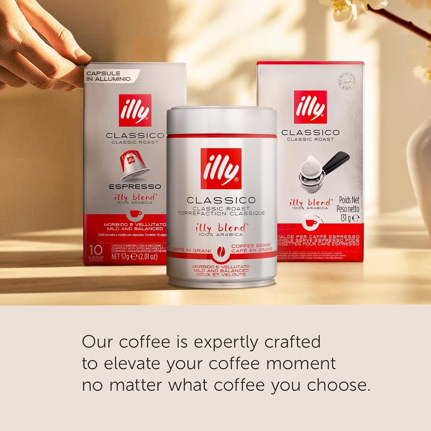 illy, Kaffee E.S.E. Dischetti Einzeldosis CLASSICO, 100% Arabica con note di fiori d'arancia e gelsomino, Sanfter Gesmack e Süßer Nachgeschmack, 1 confezione con 18 compostierbaren kapselsn