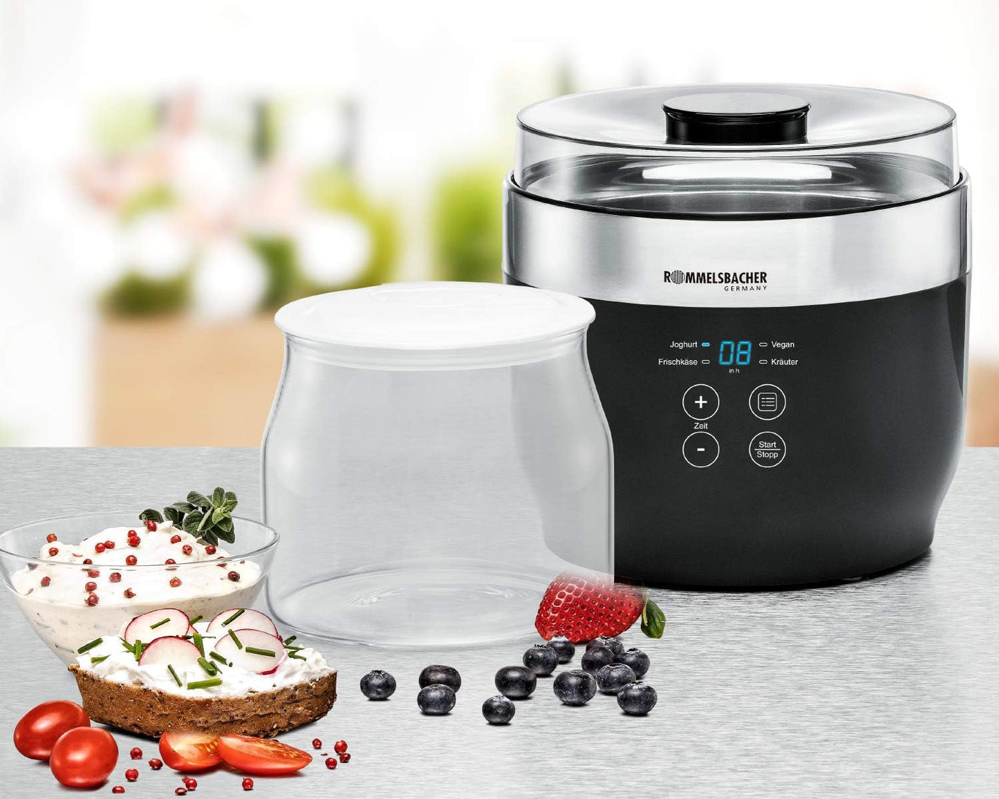 Rommelsbacher JG 1 Barattolo di ricambio per macchina per yogurt e formaggio cremoso JG 80-1,2 litri con coperchio (confezione da 2) Scatole per alimenti Naty Shop