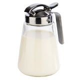 APS 765 Tazza universale, tazza versatrice in vetro con tappo a vite in acciaio inox, tazza versatrice per miele, crema al caffè o altri liquidi, 8,5 x 12 cm, altezza 13 cm