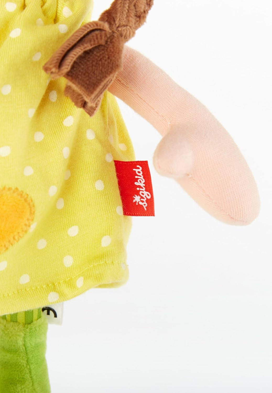 SIGIKID 39411 Piccola bambola morbida per bambina, giocattolo per bambini, consigliata dai 6 mesi, giallo