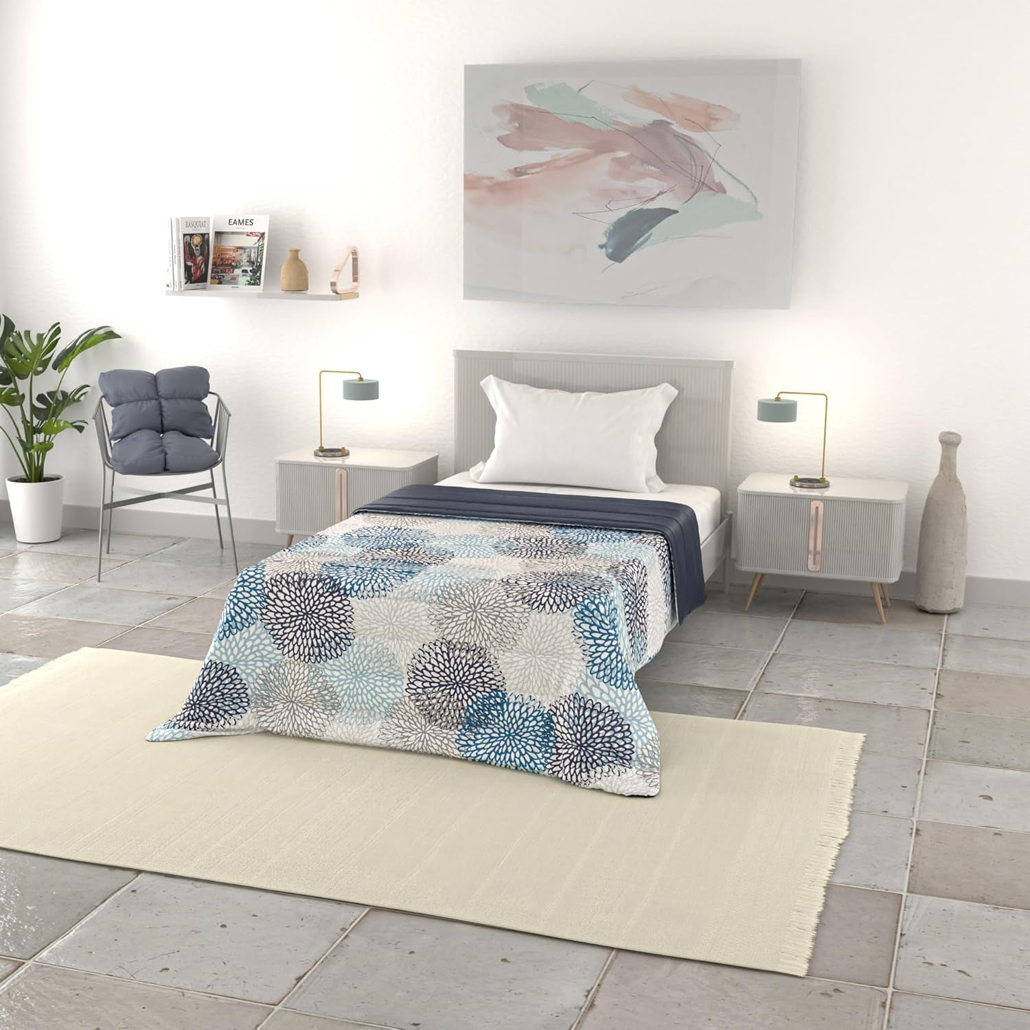Coperta estiva basic, microfibra, righe jeans, 200X240Cm Trapunte e Piumoni Naty Shop Soffioni Blu 200X240Cm