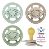 nip - Verde Ciliegia | 0-6 mesi | Confezione da 4 | Suzeta per bebeluși, potenza per alaptare e per loro. Tessuto sostenibile, realizzato in materiale naturale, verde scuro/marrone