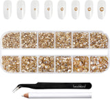 Beadsland 2500 pezzi di vetro per nail art strasssteine ​​​​Kristall Flatback Edelsteine ​​​​Runde, ​​für Handwerk Gemischt 8 Größen SS4 ~ SS30 con picking Pinzette e Stift (Kristall Weiss)