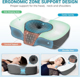 Elviros Cuscino ortopedico in Memory Foam Cuscino per dolori al collo Cuscino per dormire Cuscino ergonomico per il collo Cuscino di supporto per il collo Cuscino antirussamento per chi dorme sul fianco Cuscini ortopedici cervicali bianchi Naty Shop