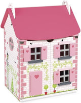 Janod Mademoiselle Casa delle bambole in legno a 3 piani con 11 accessori, giocattolo replica, sviluppa l'immaginazione, dai 3 anni in su, J06581
