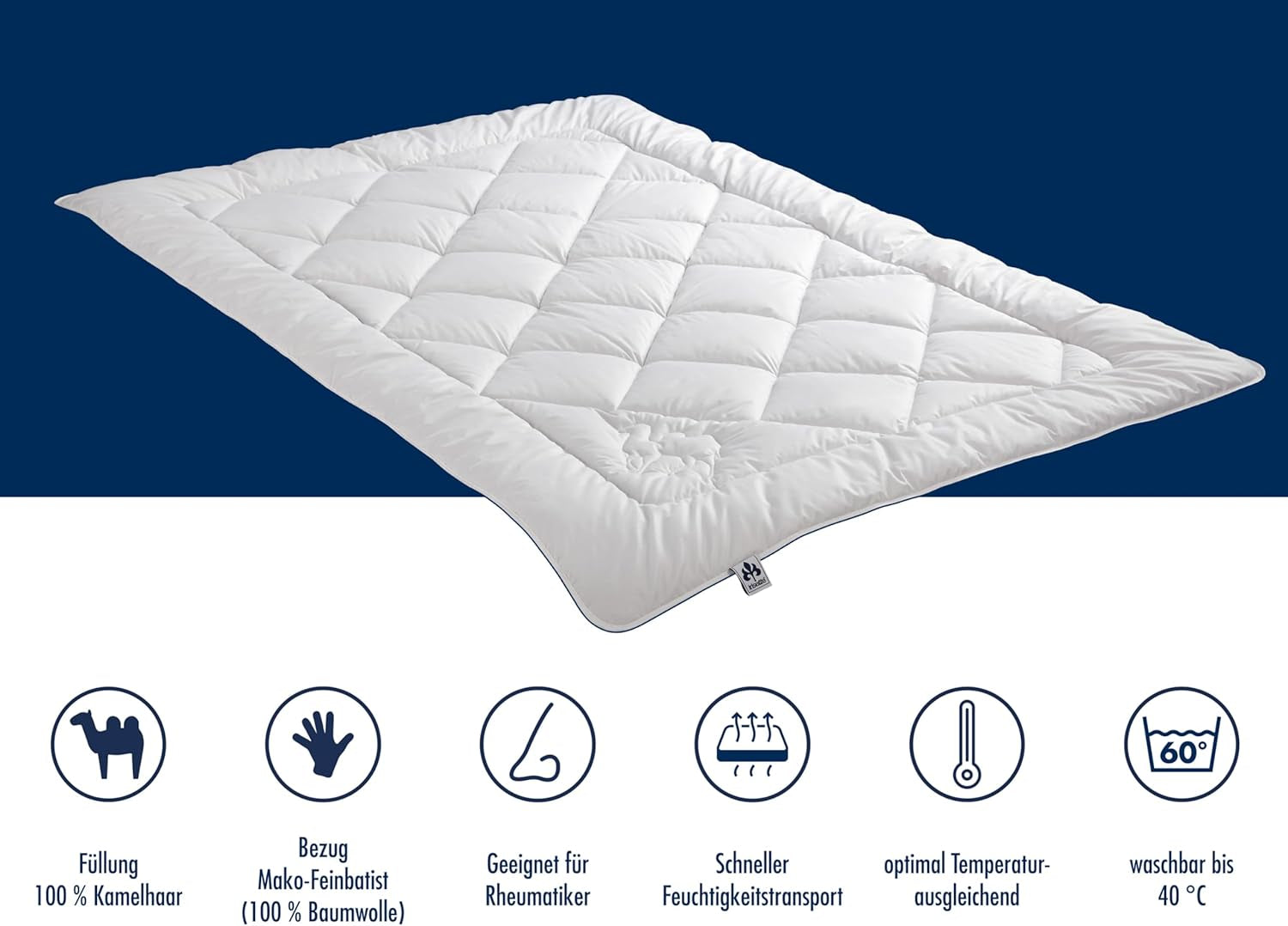 Trapunta Irisette cammello - Made in Germany - Mono, trapunta per tutte le stagioni, trapunta in pelo di cammello per transizione, 155 X 220 Cm, Trapunte e trapunte certificate Oeko-Tex Naty Shop