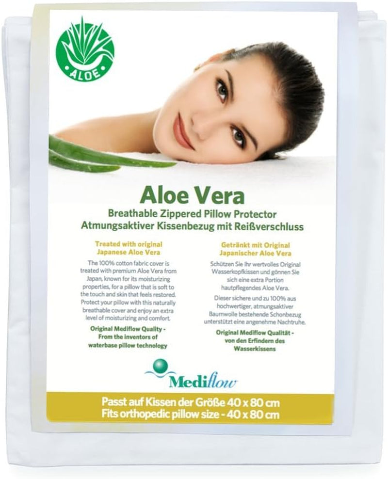 Mediflow 5223 Cuscino ad Acqua con Aloe Vera, Cuscino Ortopedico per Supporto della Colonna Vertebrale Cervicale, 40X80 cm, Bianco, 1 Pezzo (1 Confezione) Naty Shop