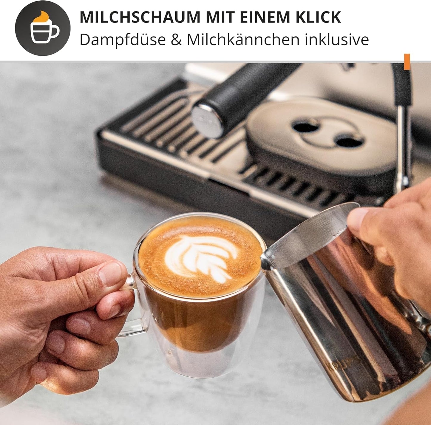 Macchina per caffè espresso manuale Krups Precision con portafiltro e macinacaffè, macchina per caffè barista con pannello di controllo intuitivo, impostazioni di pre-infusione, macchina per caffè espresso con ugello vapore, riscaldamento rapido, XP801T10