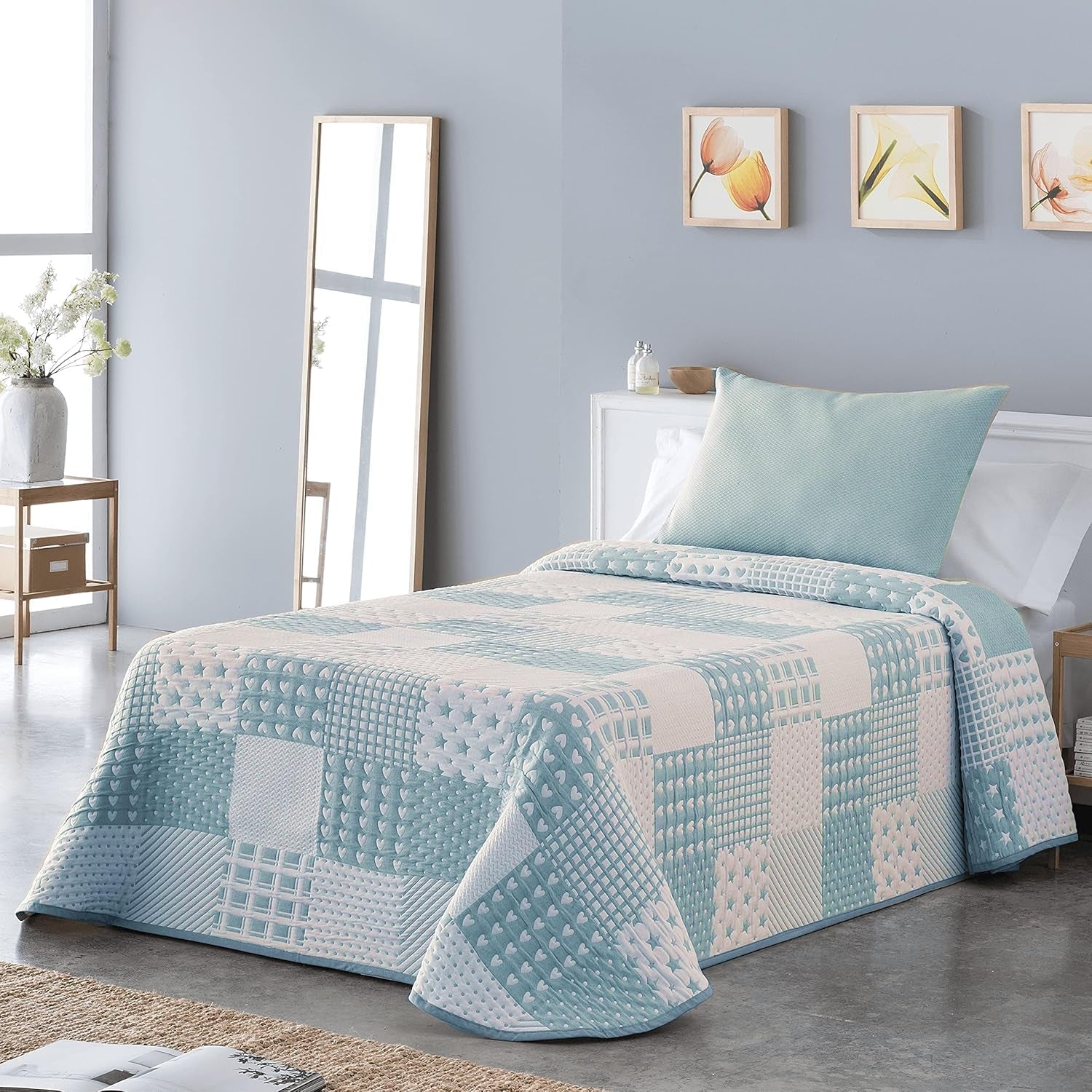 VIALMAN Colcha Bouti Ligera Copriletto Sofia 21, cotone poliestere, beige, Cama 150: 250 X 270 Cm Letti e coperte Besuche den VIALMAN-Store Blue Cama 150: 250 X 270 Cm