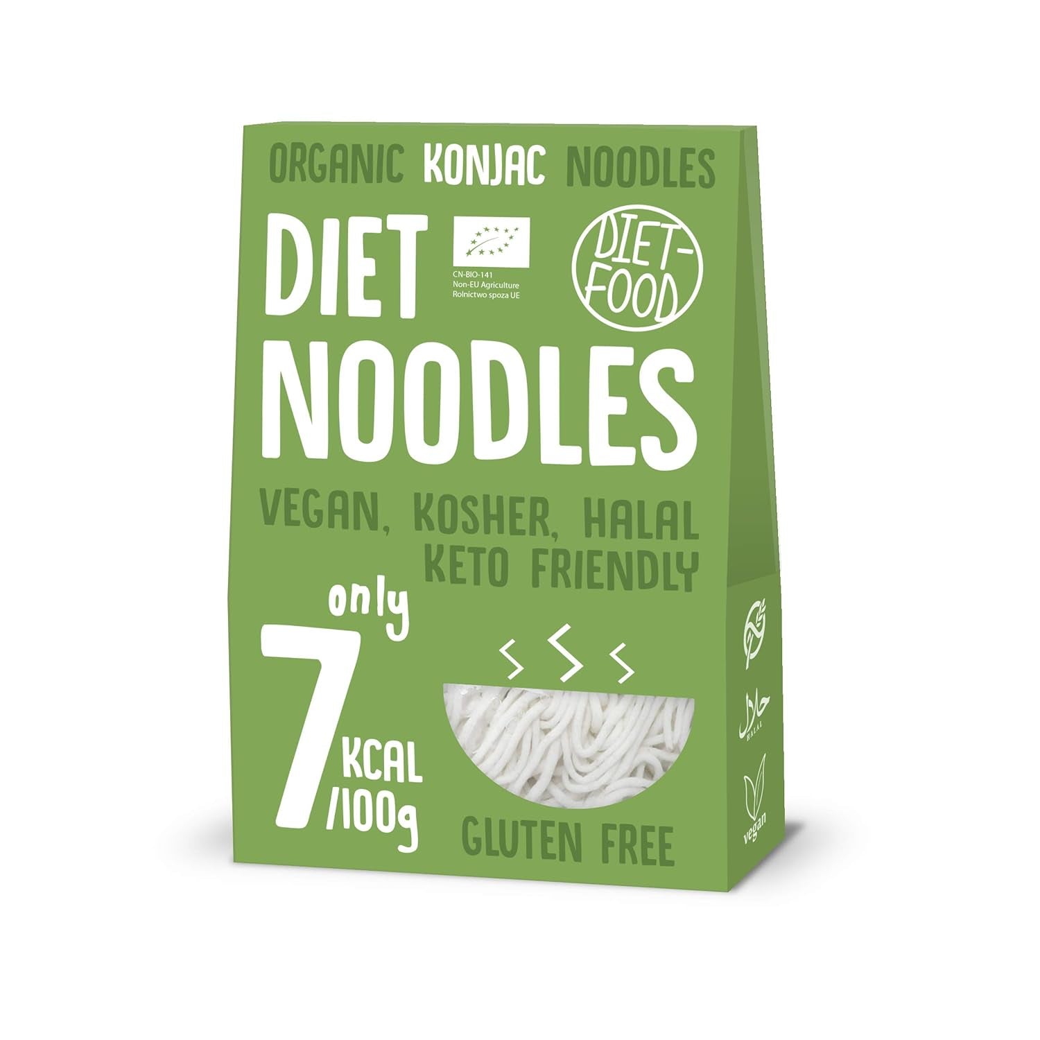 DIET-FOOD Riso istantaneo Shirataki Konjac biologico, a basso contenuto di carboidrati, a basso contenuto calorico, vegano, senza grassi, senza soia, senza glutine, cheto friendly, dimagrante, 300 grammi